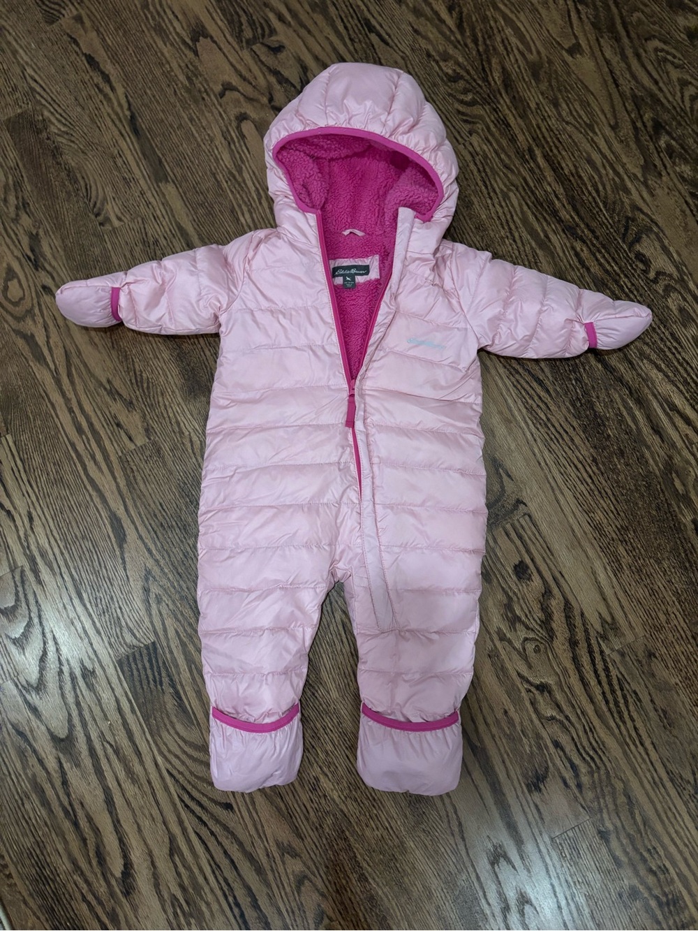 Eddie Bauer Pink Infant Hooded Snowsuit with Plush Lining